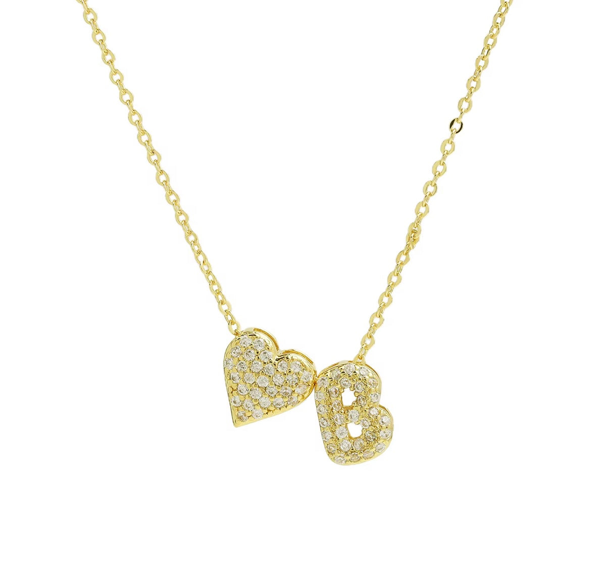 18k Gold Plated Custom Initial Heart Pendant
