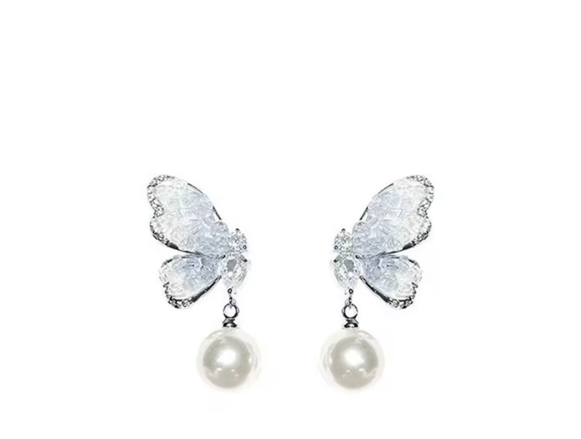 Flower Butterfly Dangle Earrings