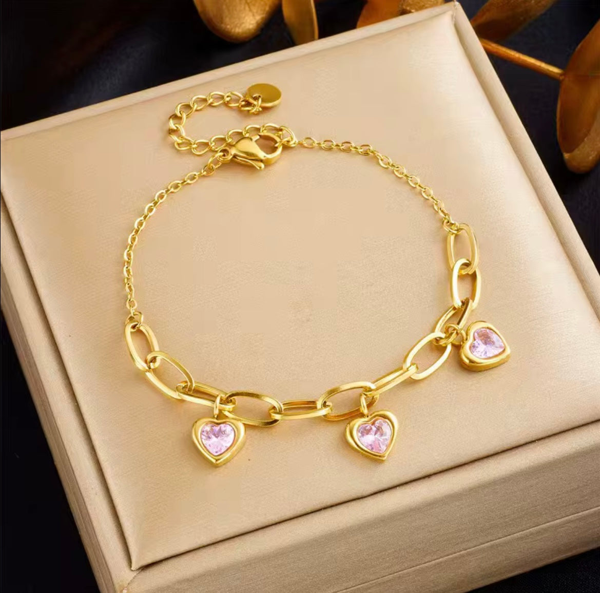 zircon stone heart bracelet