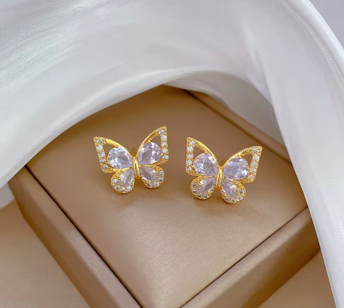 Butterfly CZ Jewelry Set – Earrings & Choker Necklace.