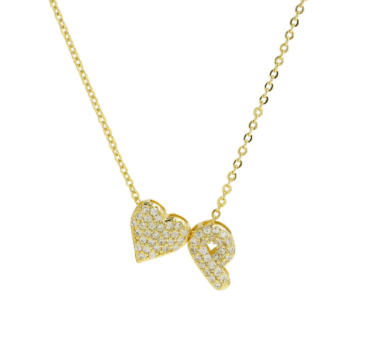 18k Gold Plated Custom Initial Heart Pendant