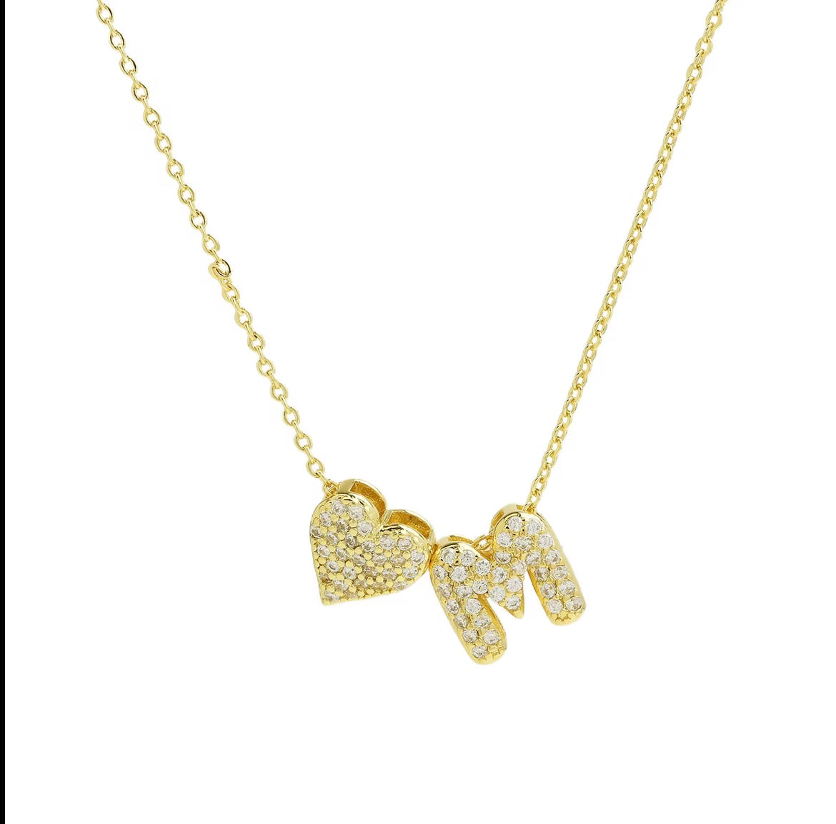 18k Gold Plated Custom Initial Heart Pendant