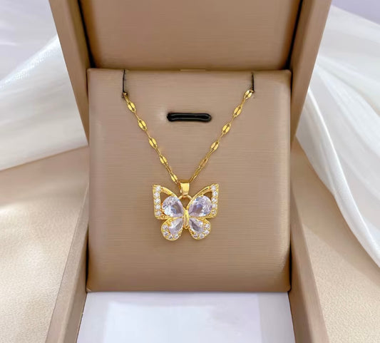 Butterfly CZ Jewelry Set – Earrings & Choker Necklace.