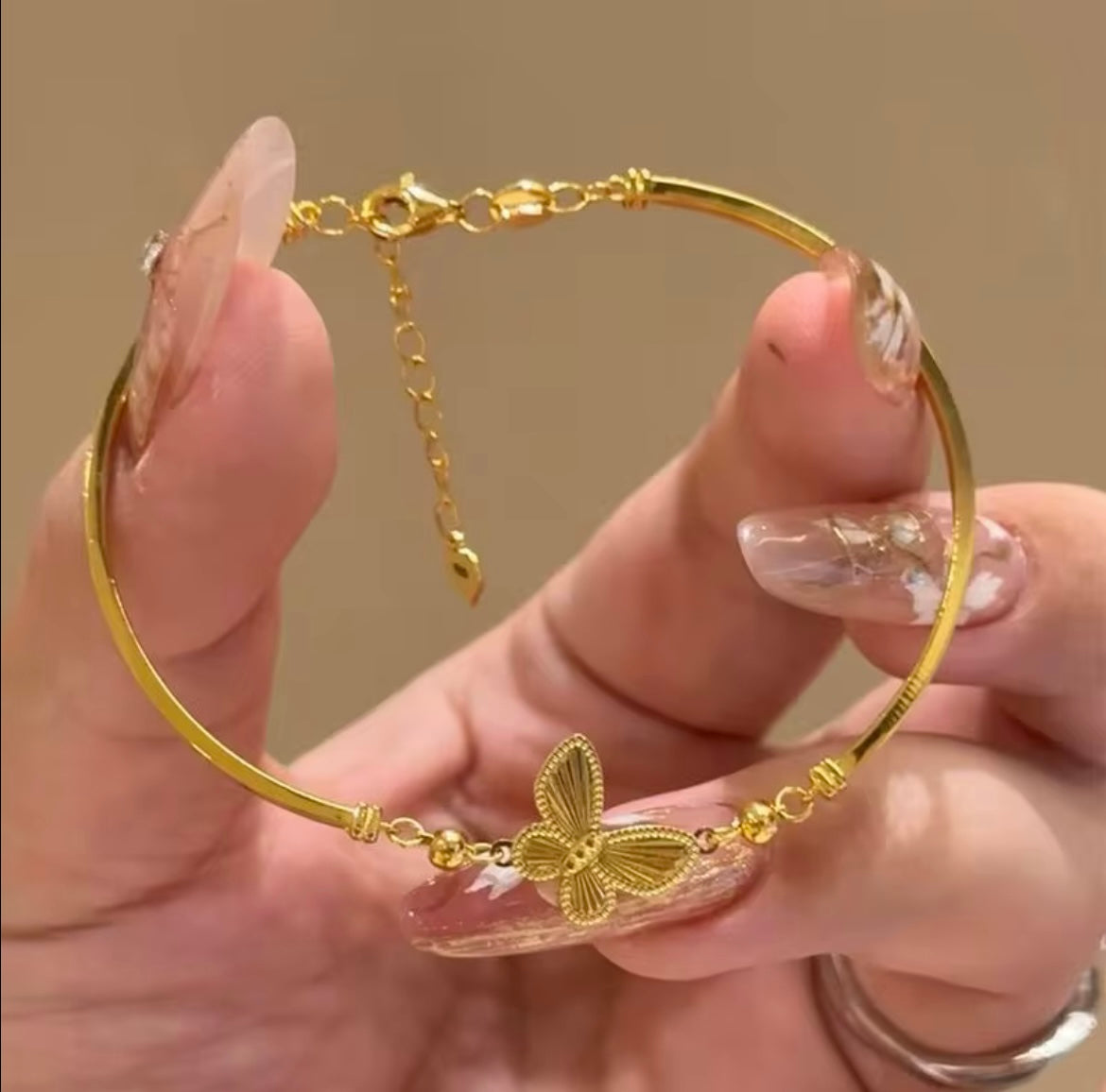Gold Plated Laser Butterfly Cuff Bracelet