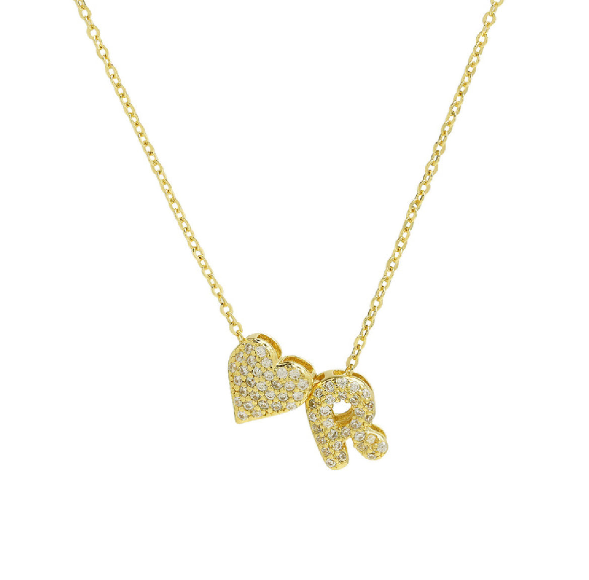 18k Gold Plated Custom Initial Heart Pendant