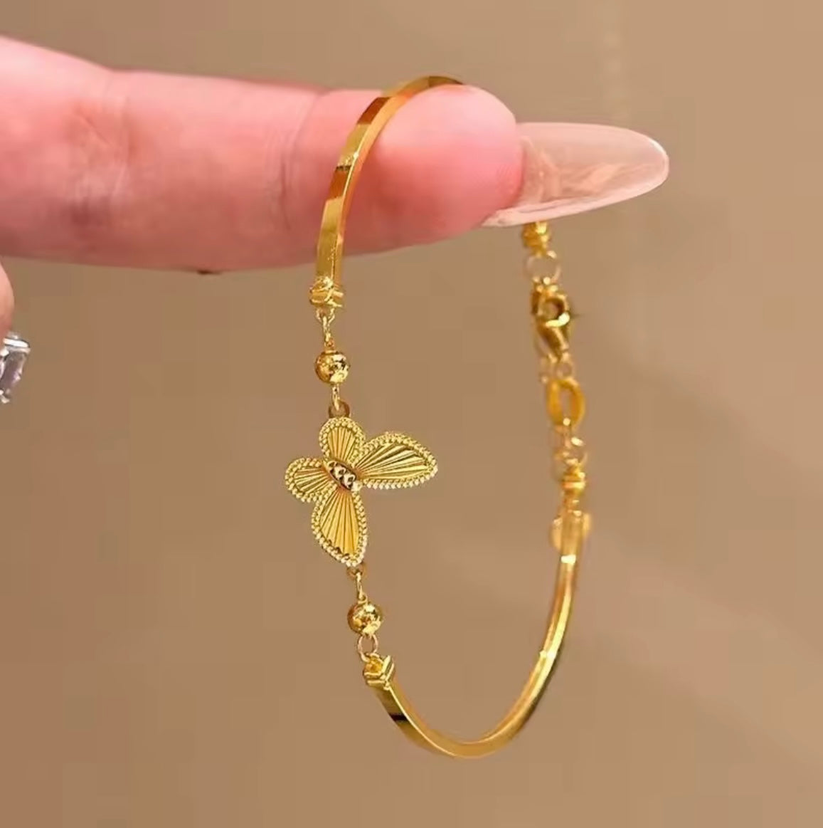 Gold Plated Laser Butterfly Cuff Bracelet