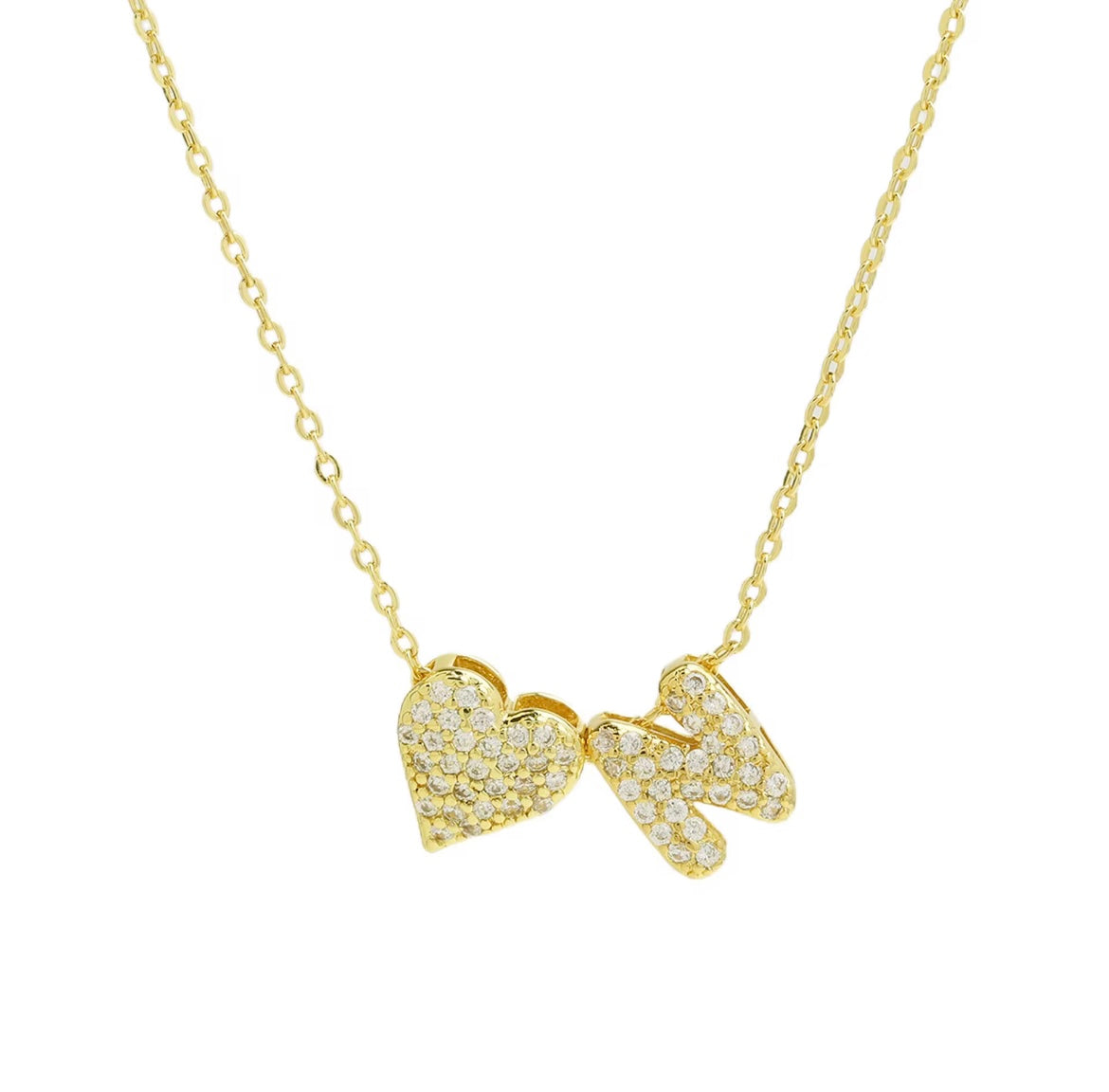 18k Gold Plated Custom Initial Heart Pendant