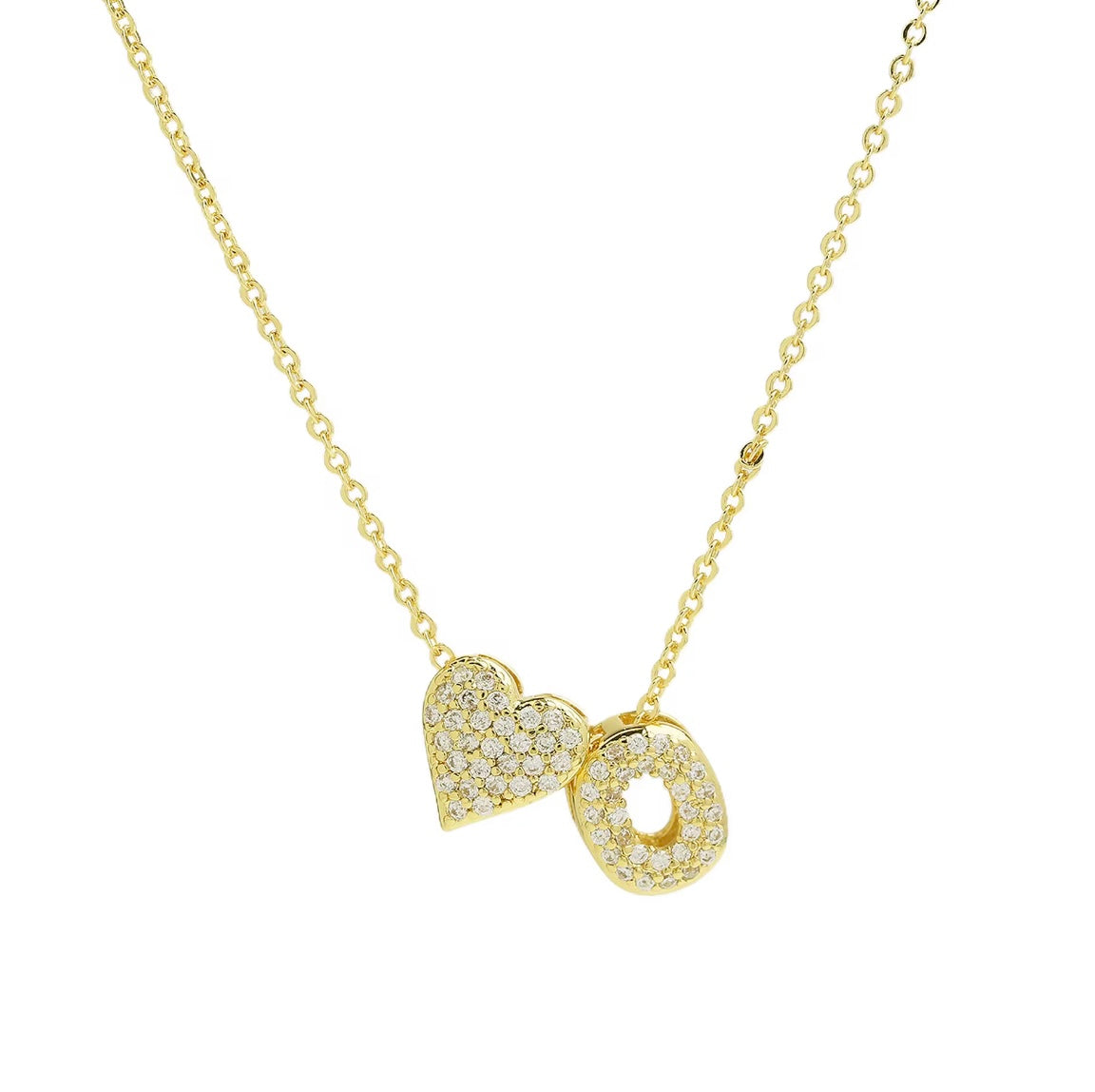 18k Gold Plated Custom Initial Heart Pendant