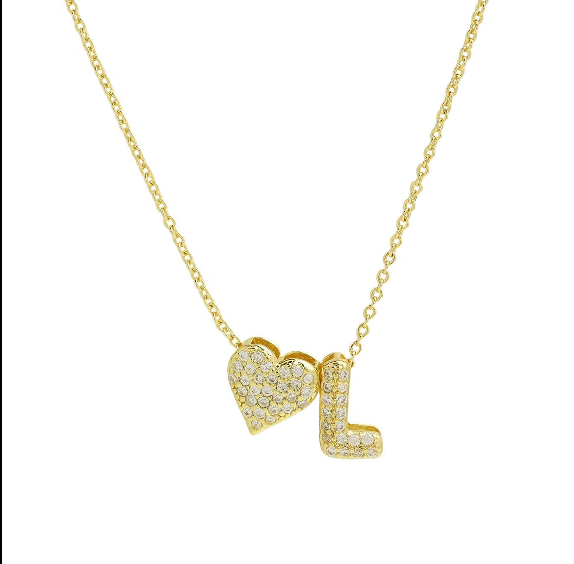 18k Gold Plated Custom Initial Heart Pendant