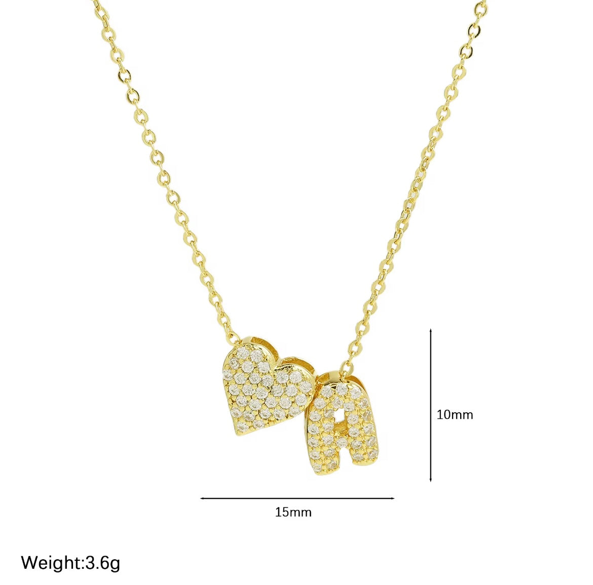 18k Gold Plated Custom Initial Heart Pendant