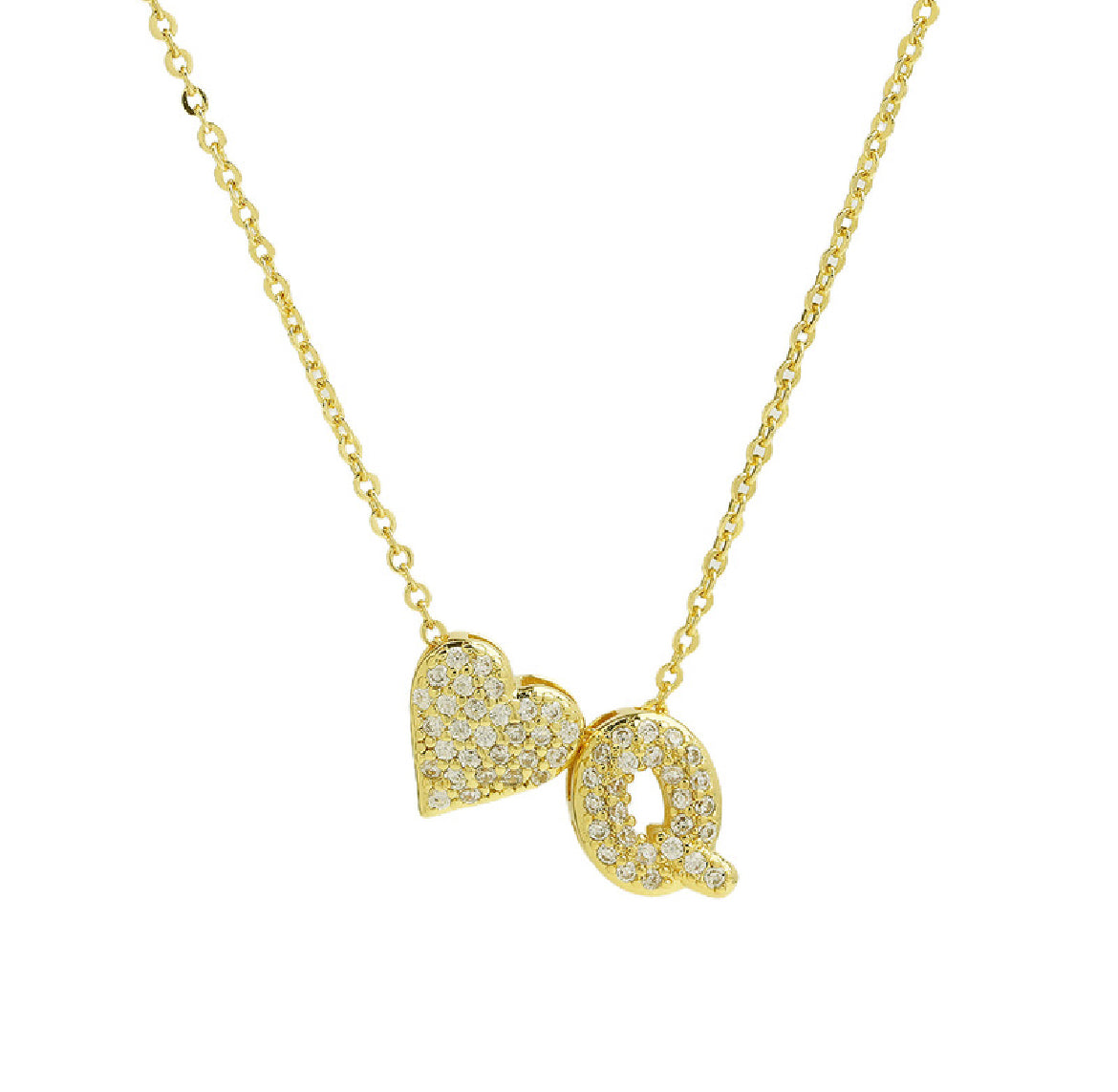 18k Gold Plated Custom Initial Heart Pendant