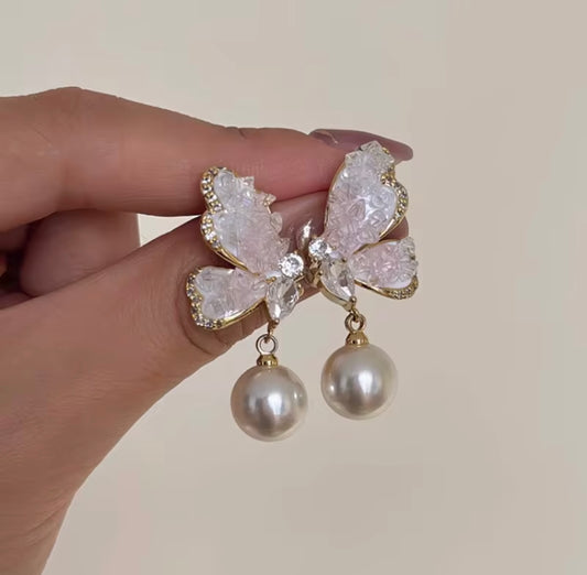 Flower Butterfly Dangle Earrings