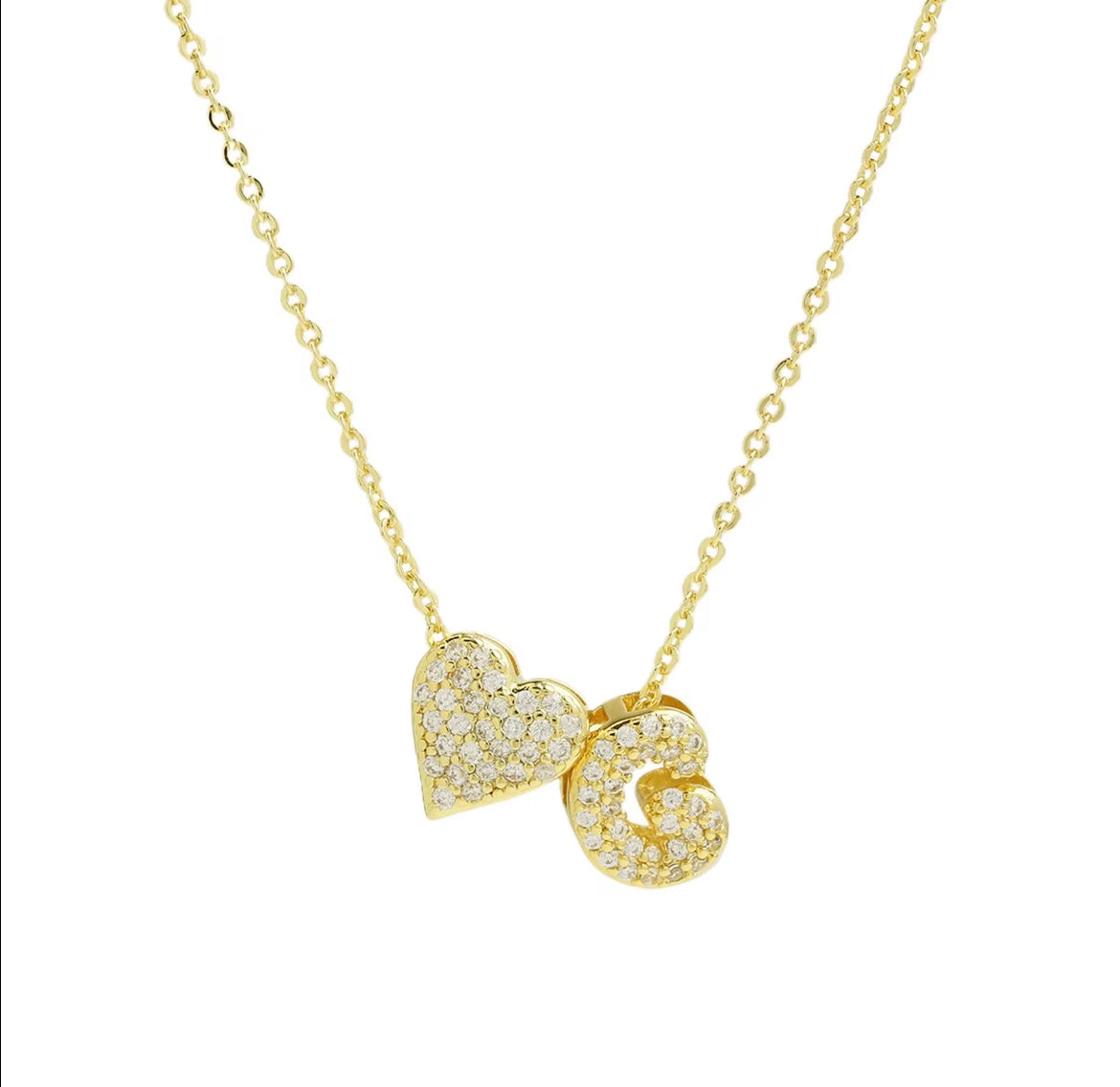 18k Gold Plated Custom Initial Heart Pendant