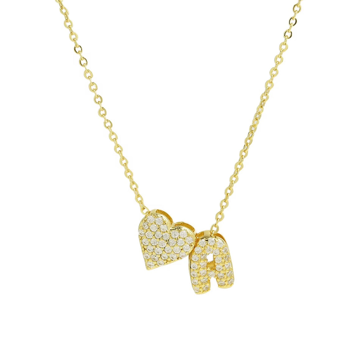 18k Gold Plated Custom Initial Heart Pendant