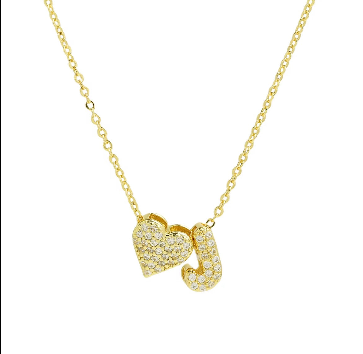 18k Gold Plated Custom Initial Heart Pendant