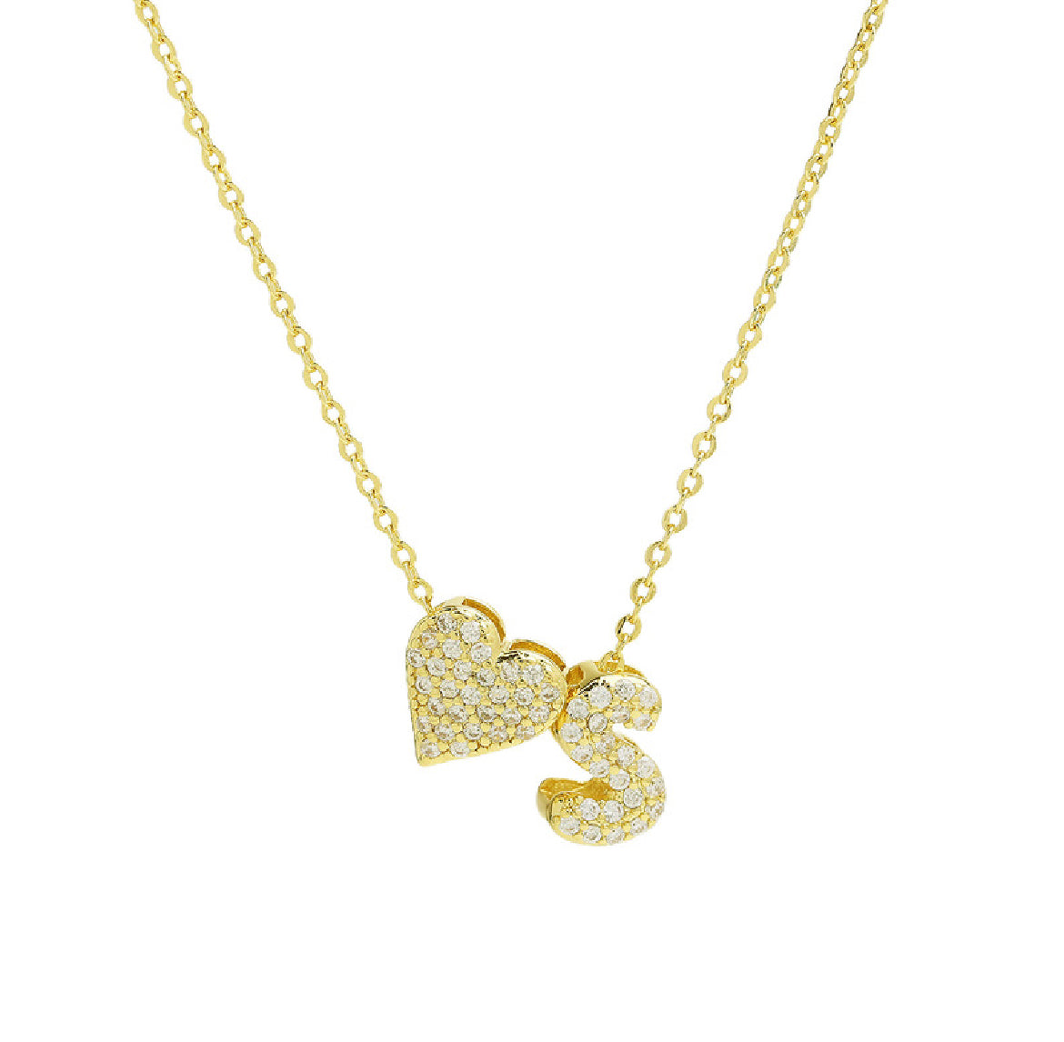 18k Gold Plated Custom Initial Heart Pendant