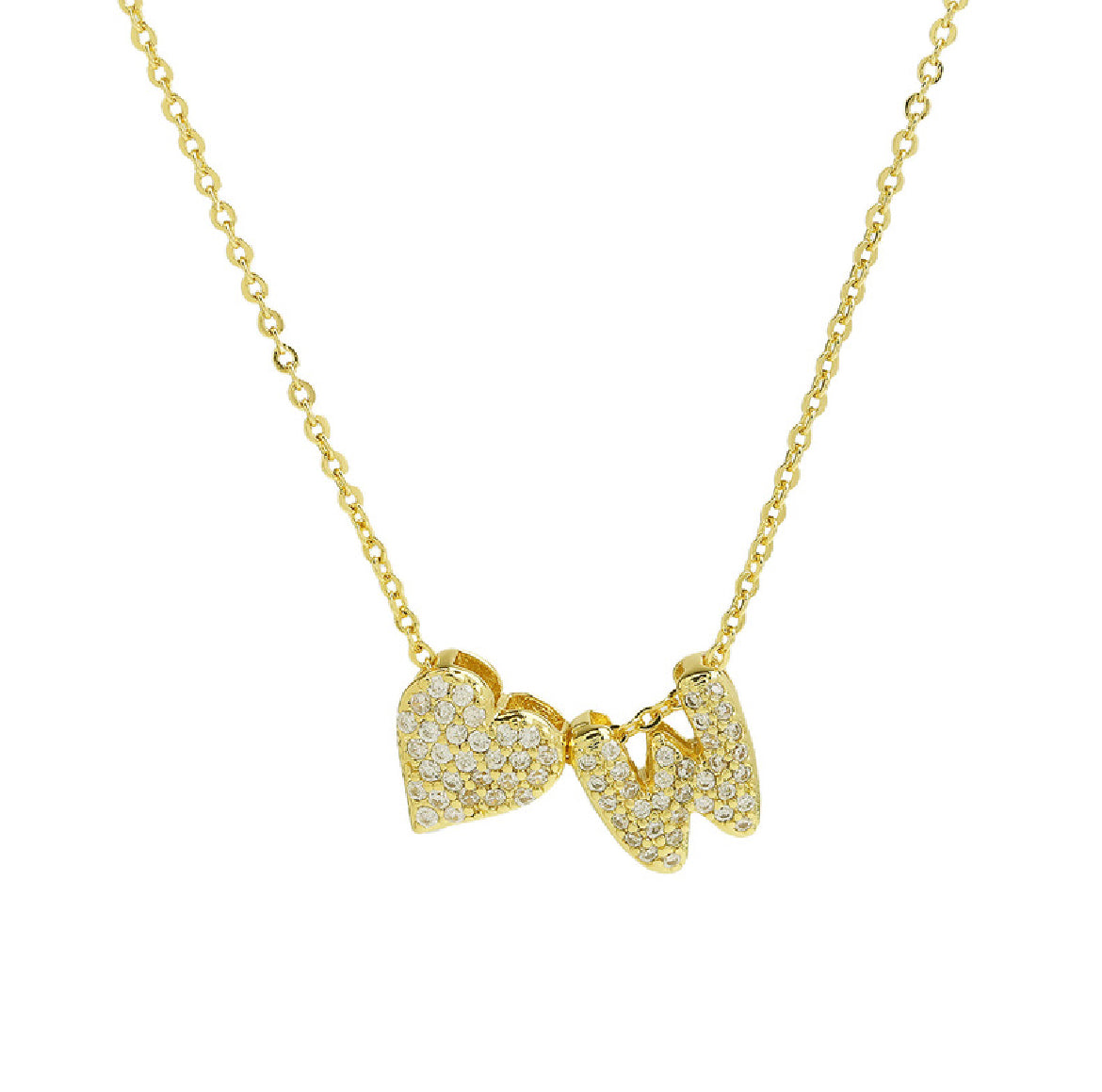 18k Gold Plated Custom Initial Heart Pendant