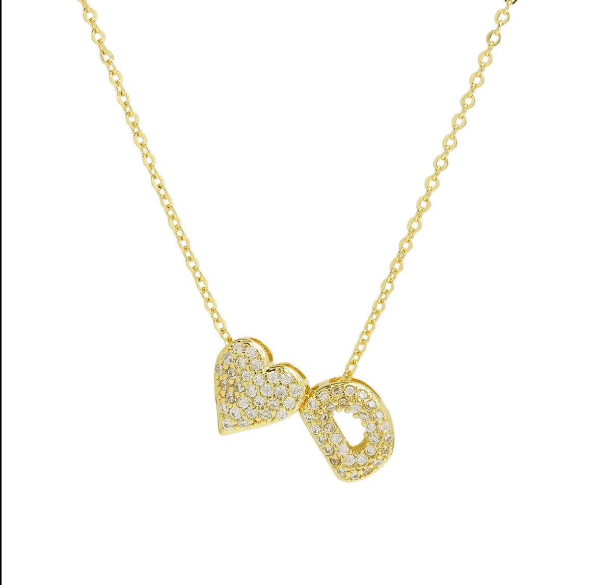 18k Gold Plated Custom Initial Heart Pendant