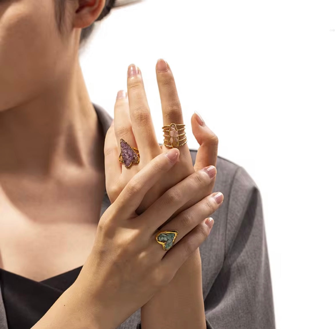 Colorful Crushed Stone rings