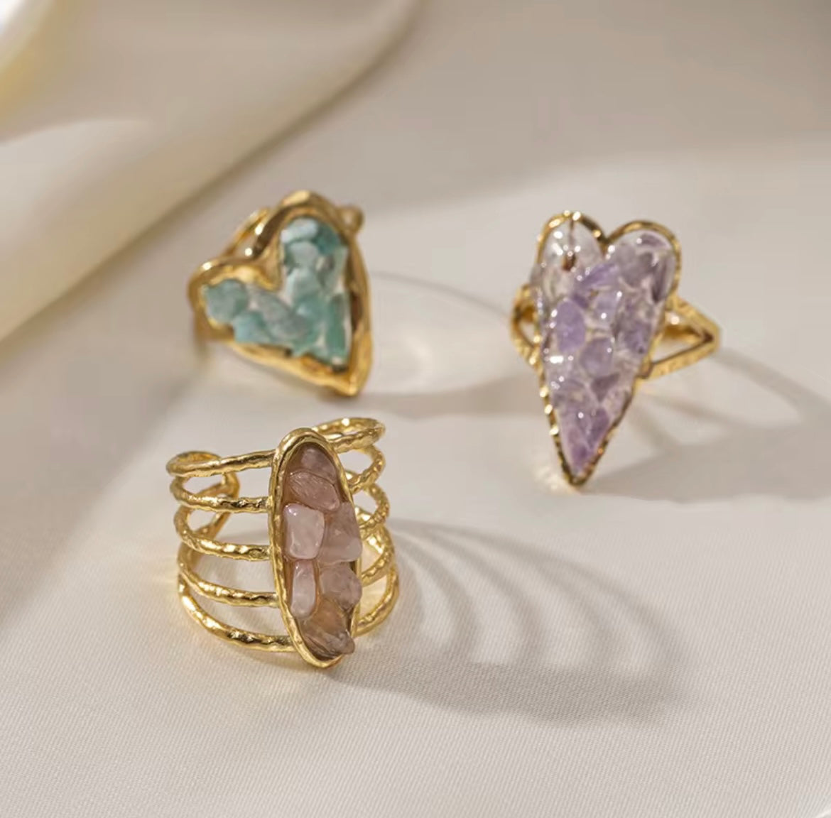 Colorful Crushed Stone rings