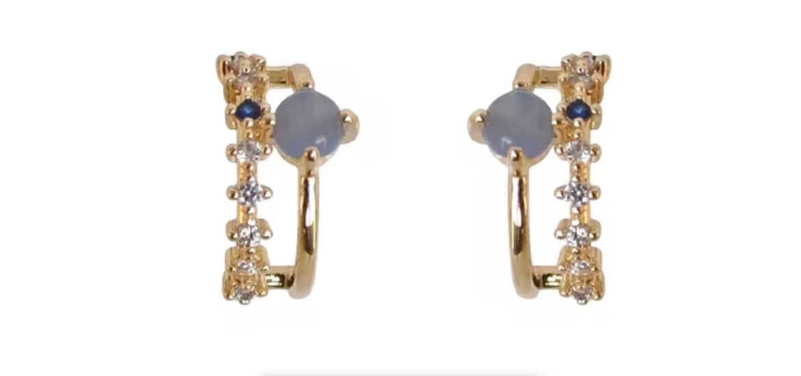 Light Luxury Blue Opal Stud Earrings