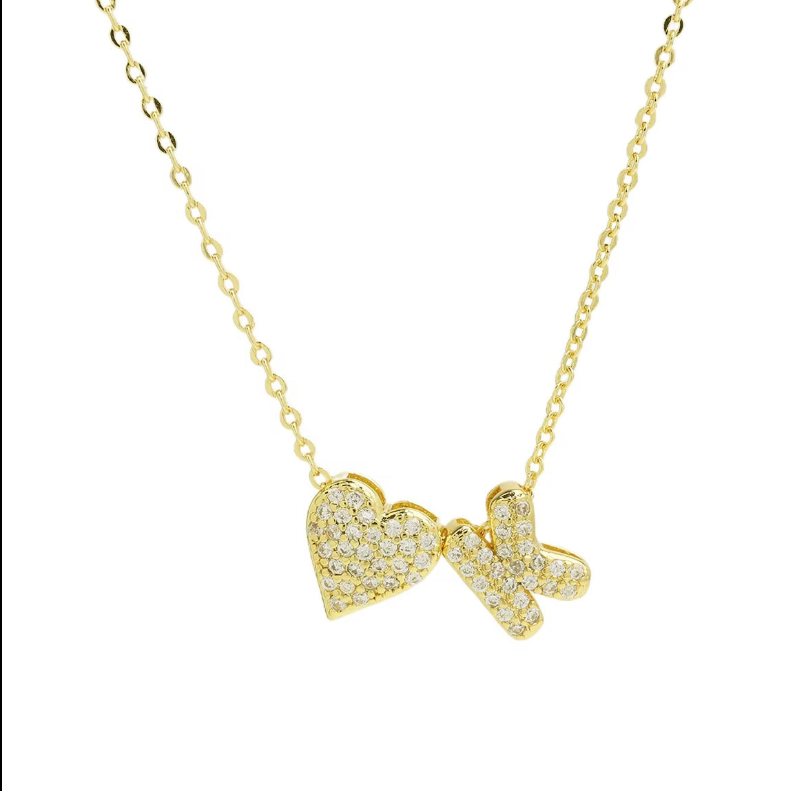 18k Gold Plated Custom Initial Heart Pendant