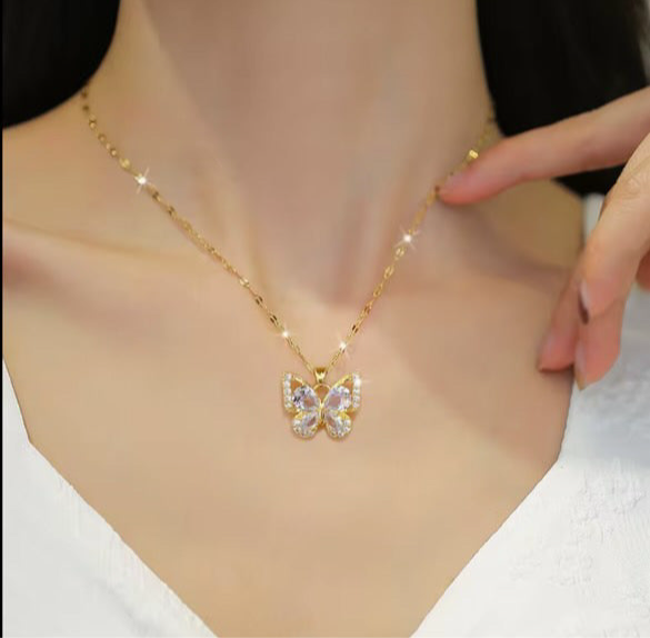 Butterfly CZ Jewelry Set – Earrings & Choker Necklace.