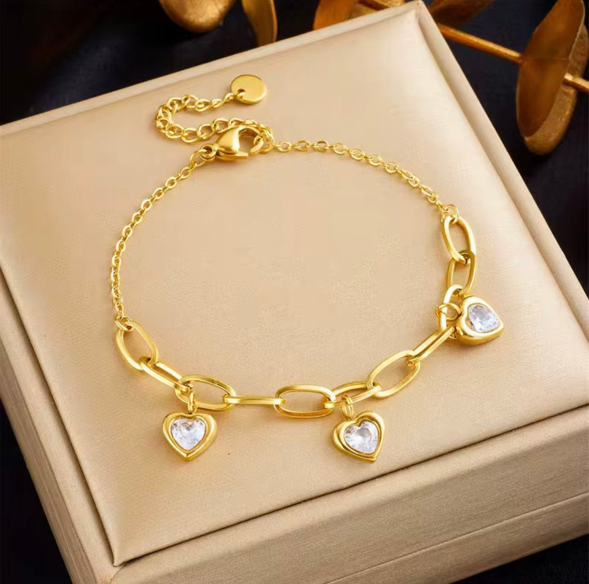 zircon stone heart bracelet