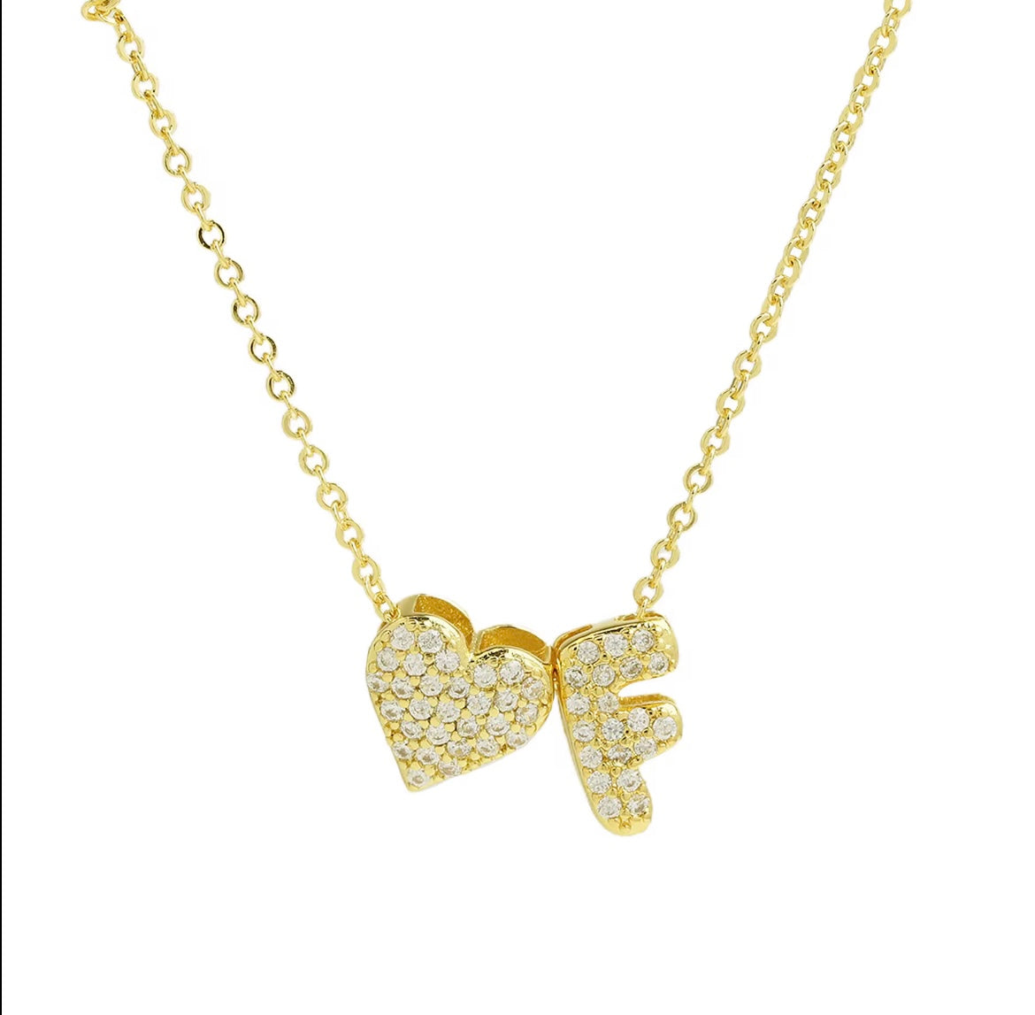 18k Gold Plated Custom Initial Heart Pendant