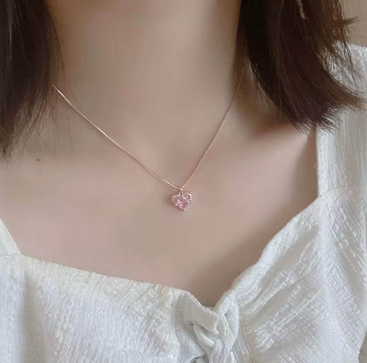 Pink heart Earring & Necklace