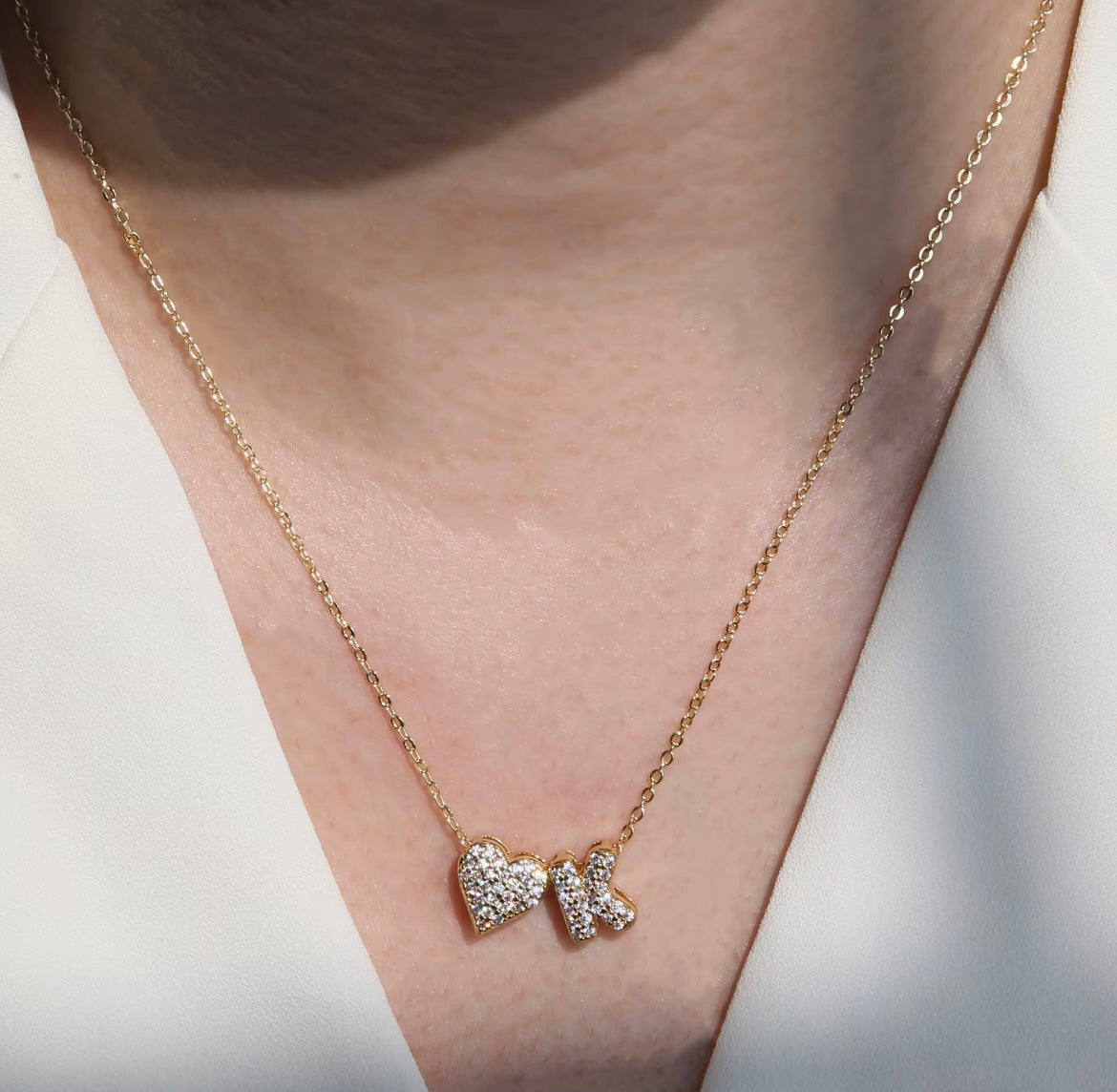 18k Gold Plated Custom Initial Heart Pendant