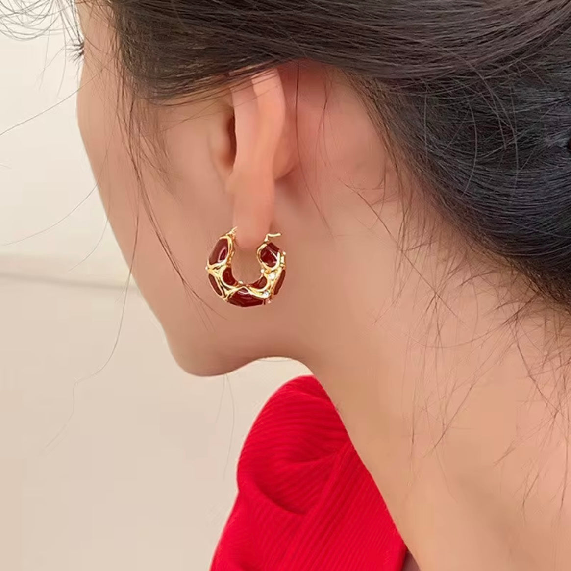 Metal Texture hoop earrings