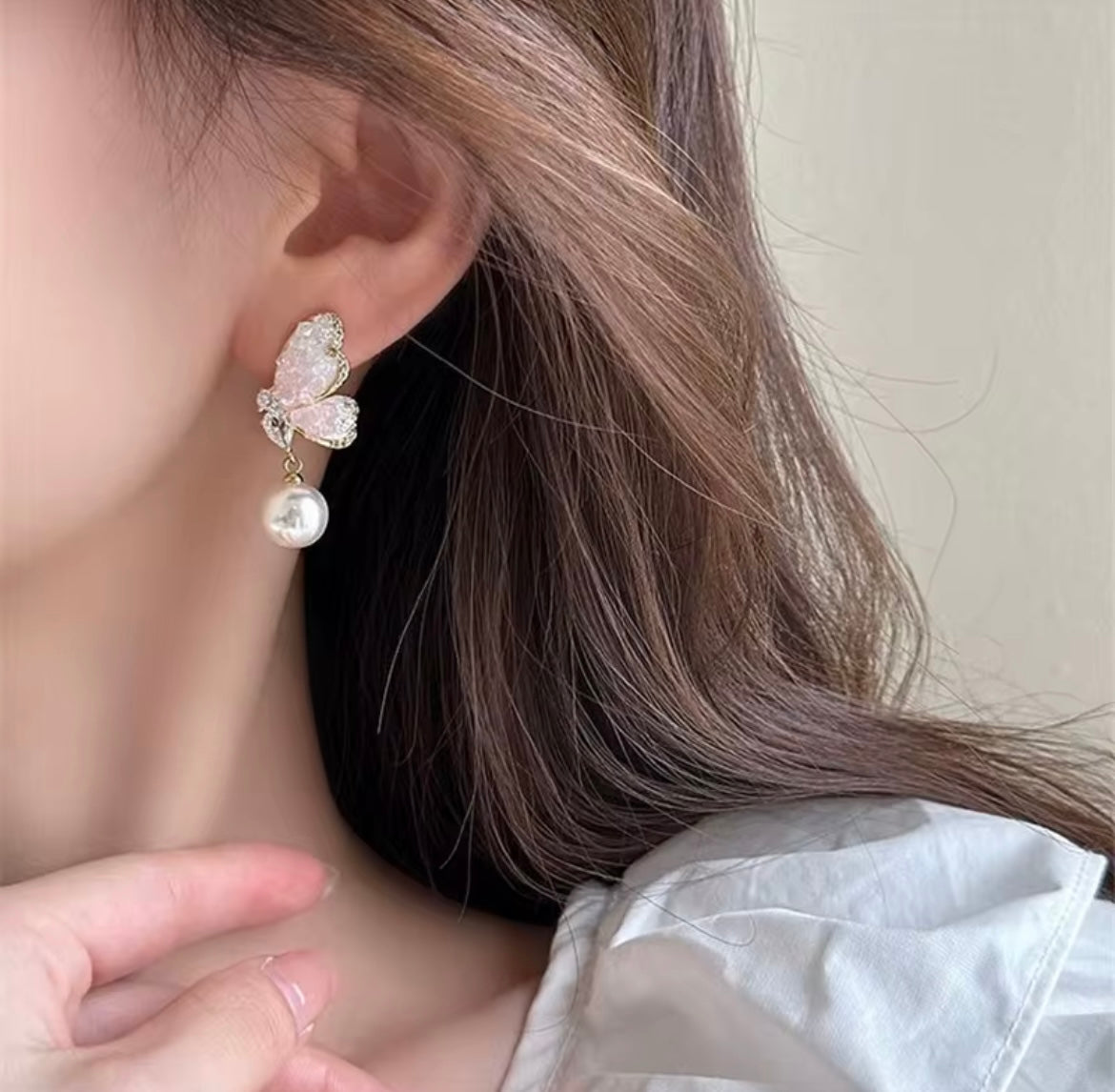 Flower Butterfly Dangle Earrings