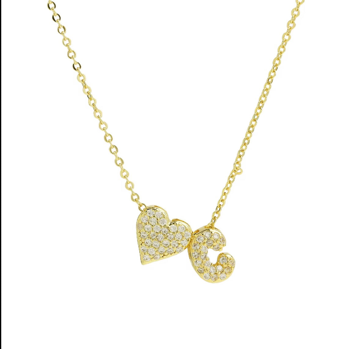 18k Gold Plated Custom Initial Heart Pendant