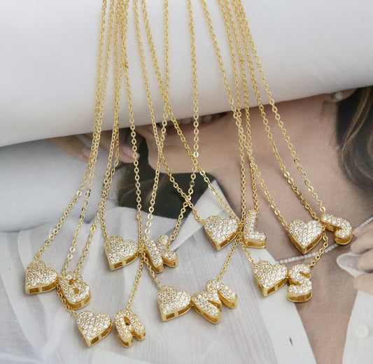 18k Gold Plated Custom Initial Heart Pendant
