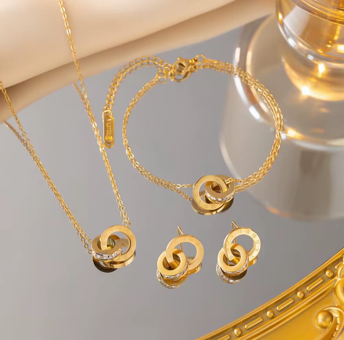 Double Circle Ring Pendant Set
